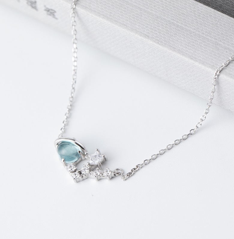 925 Sterling Silver Blue Opal Necklace
